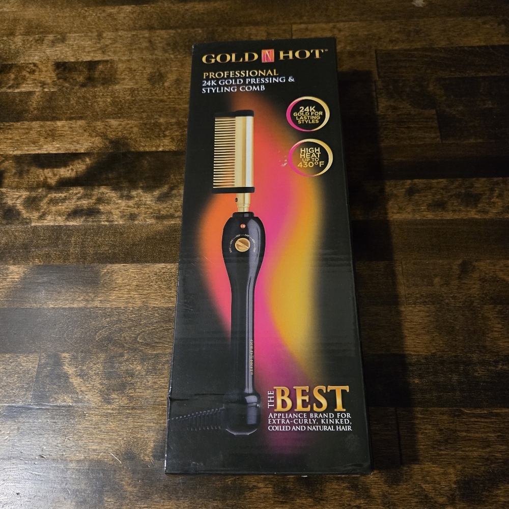 New GH299 Gold N Hot Professional 24K Gold Pressing & Styling Comb NIB